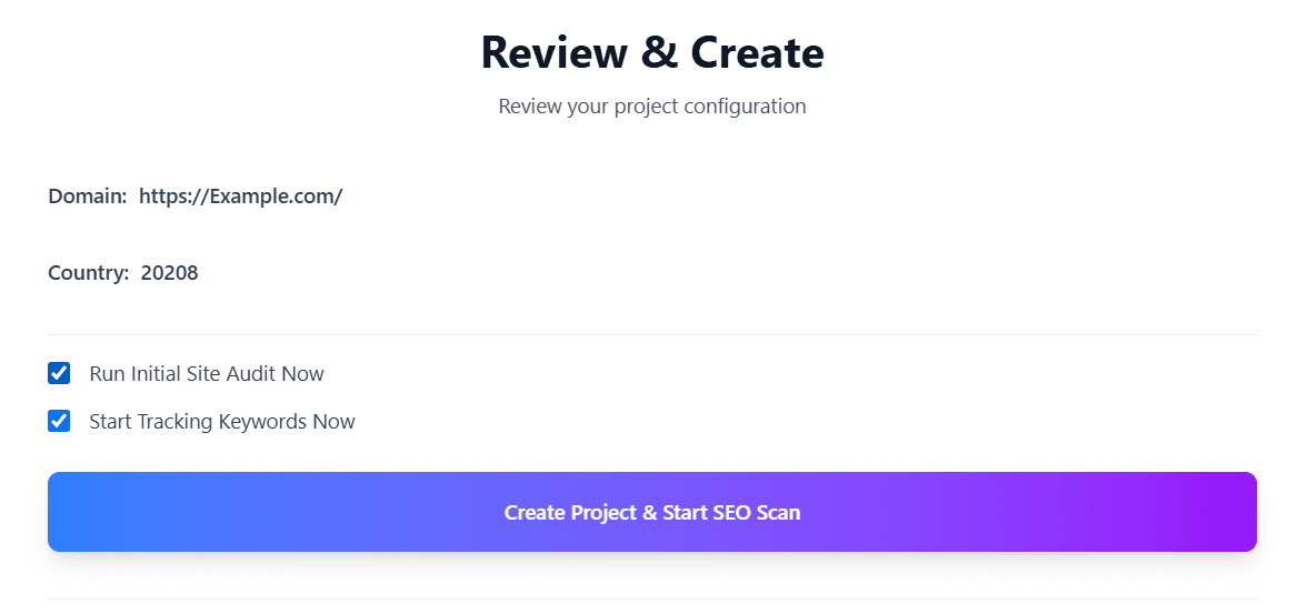 Create Project button