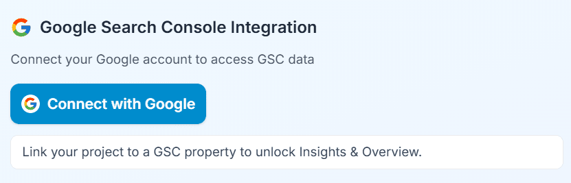 Site Audit Coverage tab showing a prompt to connect Google Search Console.