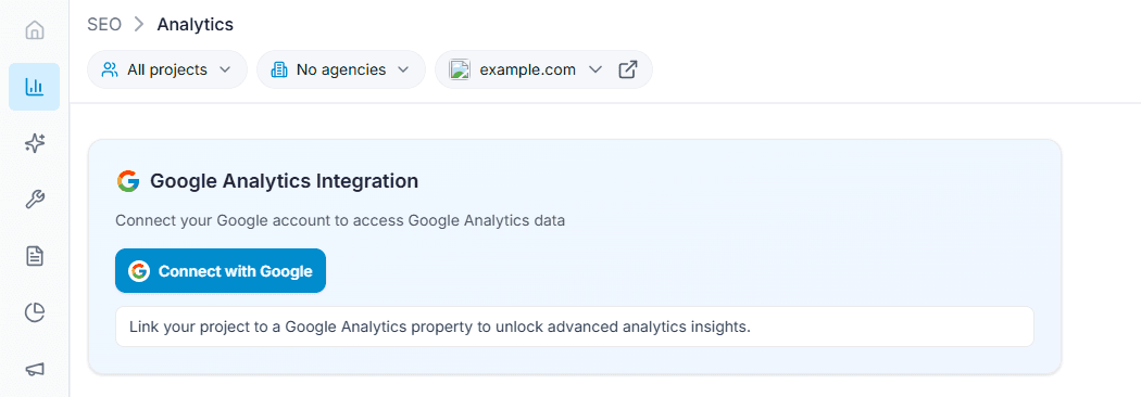 Analytics panel showing the Analytics overview graph and the date-range selector.