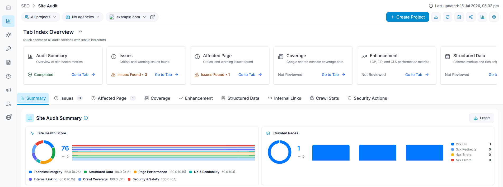 Start Site Audit