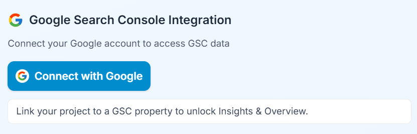 Site Audit Coverage tab showing a prompt to connect Google Search Console.