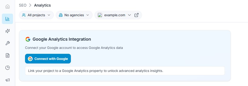 Analytics panel showing the Analytics overview graph and the date-range selector.