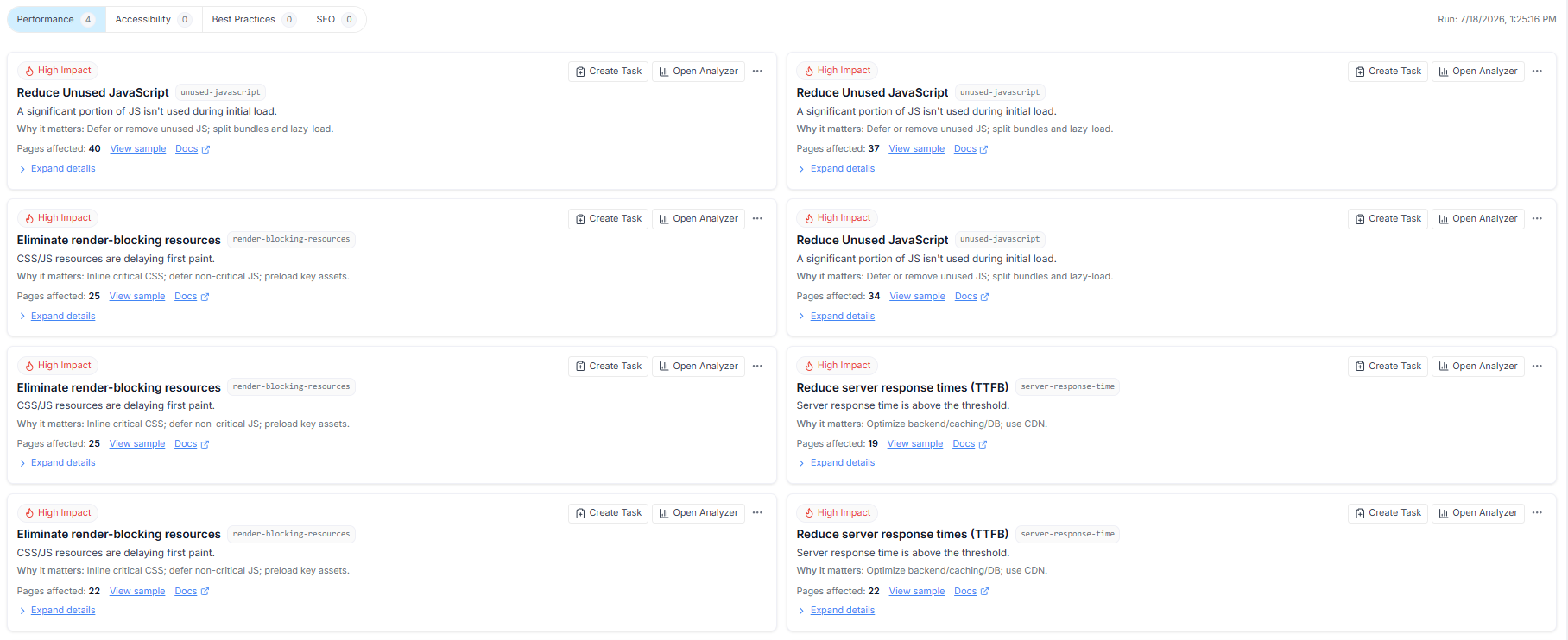 recommendations Page